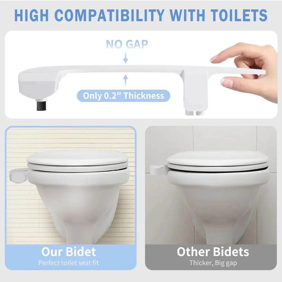 Ultra-Slim Toilet Bidet Attachment with Dual Nozzles