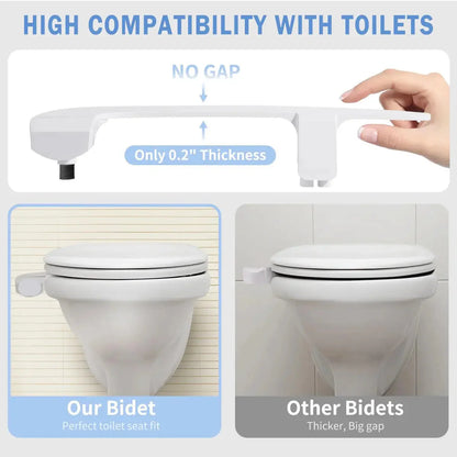 Ultra-Slim Toilet Bidet Attachment with Dual Nozzles
