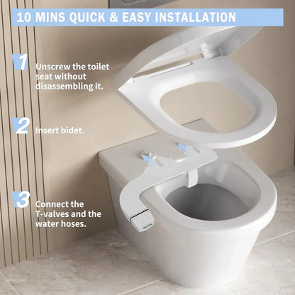 Ultra-Slim Toilet Bidet Attachment with Dual Nozzles
