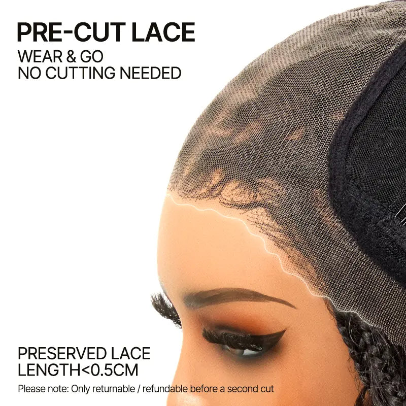 13x6 HD Pre-Cut Lace Wig | Glueless Wear & Go Boho Braids Water Wave