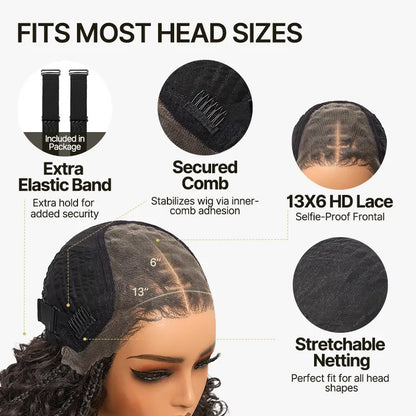 13x6 HD Pre-Cut Lace Wig | Glueless Wear & Go Boho Braids Water Wave