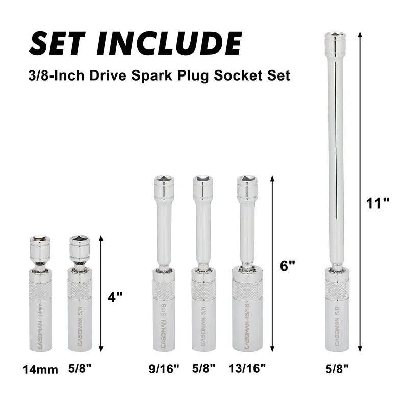 Magnetic Swivel Spark Plug Socket Set – 3/8-Inch Drive 6PCS