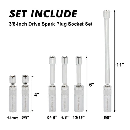 Magnetic Swivel Spark Plug Socket Set – 3/8-Inch Drive 6PCS