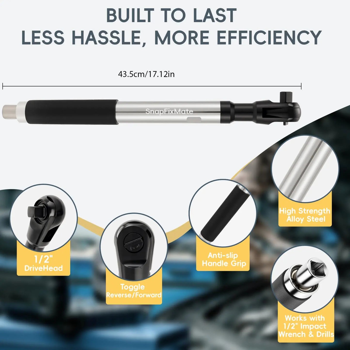 1/2" Wrench Extension Rod, Universal Socket Extender Tool
